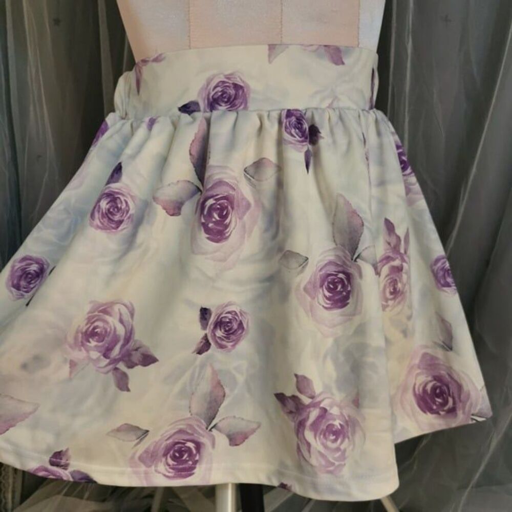 ma*rs Skirt Women's Small Rose Floral White Purple Party Casual Office Gyaru Gal